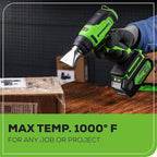 Greenworks 24V Cordless Heat Gun Kit, 4.0Ah Battery & Charger Included - Hot Air Tool, Max to 1000℉/538℃ with 3 Nozzles for Home, Garage, Outdoors