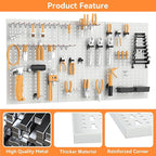 WALMANN Metal Pegboard Tool Organizer Boards with Pegboard Hooks, 24x48in Tools Organizer Pegboard for Garage, Workbench, Peg Board, Tool Storage Board with Hooks(Grey)