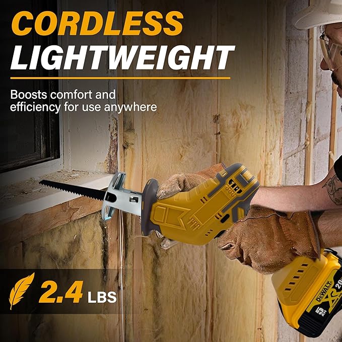 Cordless Reciprocating Saw for Dewalt 20V Battery (Not Included Battery), Variable Speed Trigger Sawzall with 4 Blades, Keyless Blade Clamp Recipro Saws for Wood, PVC, Metal and More
