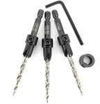 FTG USA Adjustable Wood Countersink Drill Bit Set 3 Pc #8 (11/64"") with Tapered Drill Bit for Woodworking