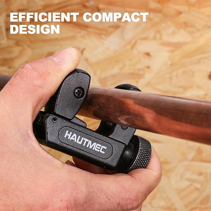 HAUTMEC Copper Pipe Cutter Tool 1/8" to 7/8" OD (3-22mm), Mini Copper Tubing Cutter Tool for PVC, Copper, Aluminum, and Thin Stainless Steel Tube HT0132-TC