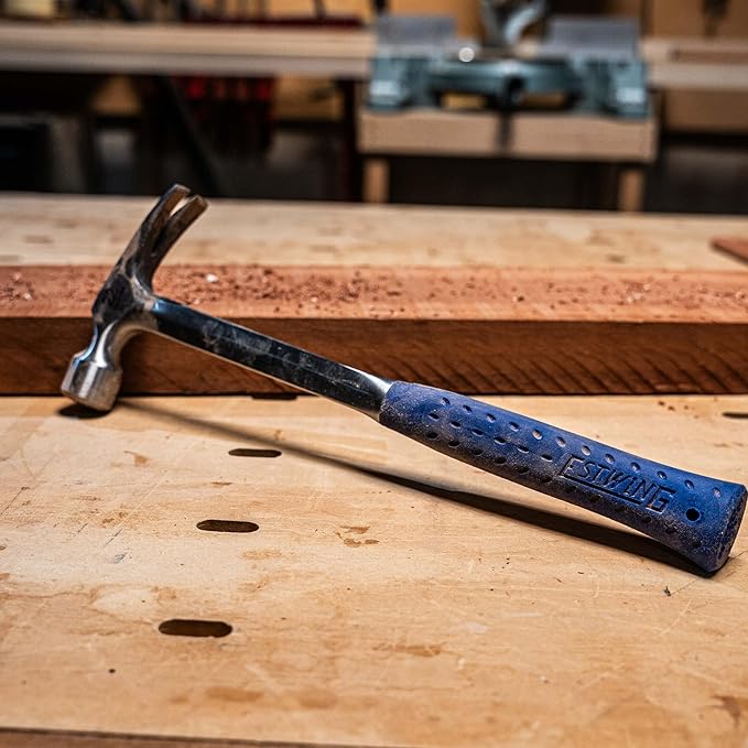 ESTWING Framing Hammer - 22 oz Long Handle Straight Rip Claw with Milled Face & Shock Reduction Grip - E3-22SM