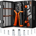 SOMELINE Non-Insulated Ferrule Crimping Tool Kit,Self-Adjusting Crimping Pliers for wire ferrules AWG 24-8,with 9 Sizes Non-Insulated Wire Ferrules,Square Crimping Pliers Crimp Connector Kit