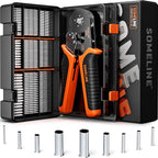 SOMELINE Non-Insulated Ferrule Crimping Tool Kit,Self-Adjusting Crimping Pliers for wire ferrules AWG 24-8,with 9 Sizes Non-Insulated Wire Ferrules,Square Crimping Pliers Crimp Connector Kit