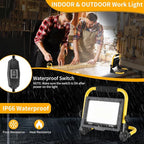 30 Watts LED Work Light, 3600 Lumens Outdoor Flood Light with 16ft Cord & Switch, IP66 Waterproof Portable Working Lighting with Stand, 5000K Dayight Worklight for Job Site Garage Workshop