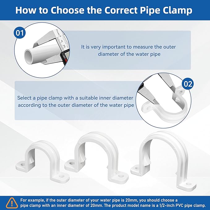 40 Set PVC conduit pipe strap clamps Φ20 MM - SCH 1/2 IN,Two Hole plastic pipe clips