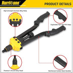 HURRICANE 16” Rivet Nut Tool, Hand Rivet Nut Tool with 13 Metric and SAE Mandrels, 130Pcs Threaded Rivet Nuts, Auto Release Nutsert Rivnut Tool, Durable Riveter Nutsert Hand Tool, Sturdy Plastic Case