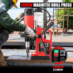 Magnetic Drill Press with 11 Coring Bits, 1300W Motor 1.6" in Boring Diameter, 2922lbf lbf Electric Portable Mag Drill Press Machine for Metal Surface, Home Improvement Industry