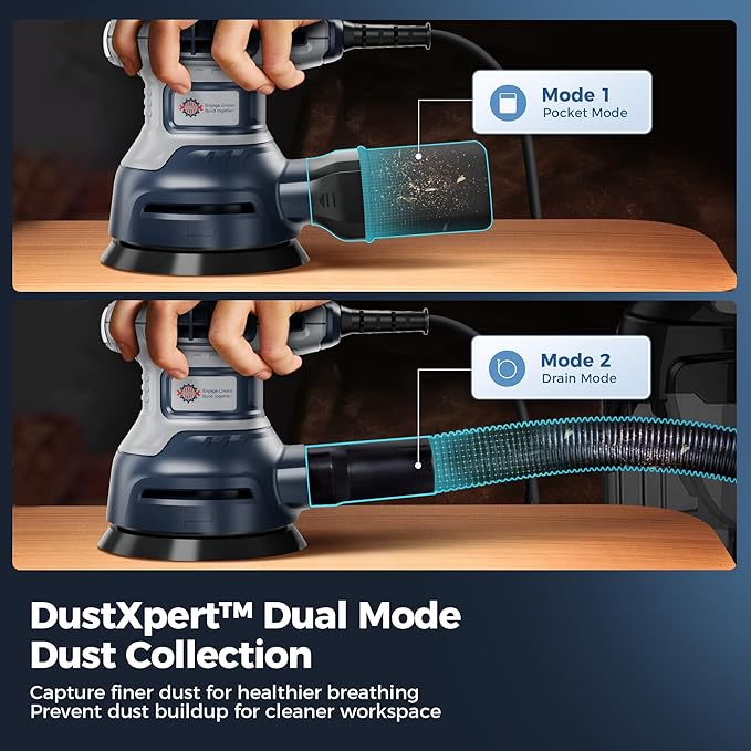 Orbital Random Sander Tool, 360W, 13000 Rpm, 150 * 150Cm, 6 Variable Speeds With Dust Bag, Wood Mouse Palm Hand Sander, Detail Power Rotary Electric Sander, Small Handheld Mini Rotary Sander