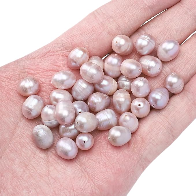 Natural Pearl Beads Rice 9-10mm Purple Freshwater Cultured Loose Gemstone Beads for DIY Jewelry Making 13.8''/Strand HQ
