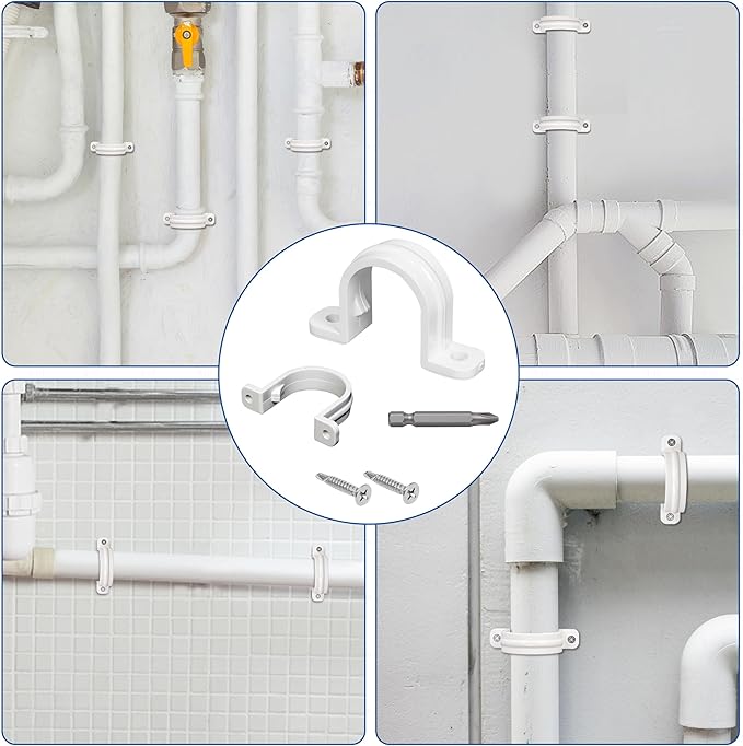 20 Set PVC conduit pipe strap clamps Φ25 MM - SCH 3/4 IN,Two Hole plastic pipe clips