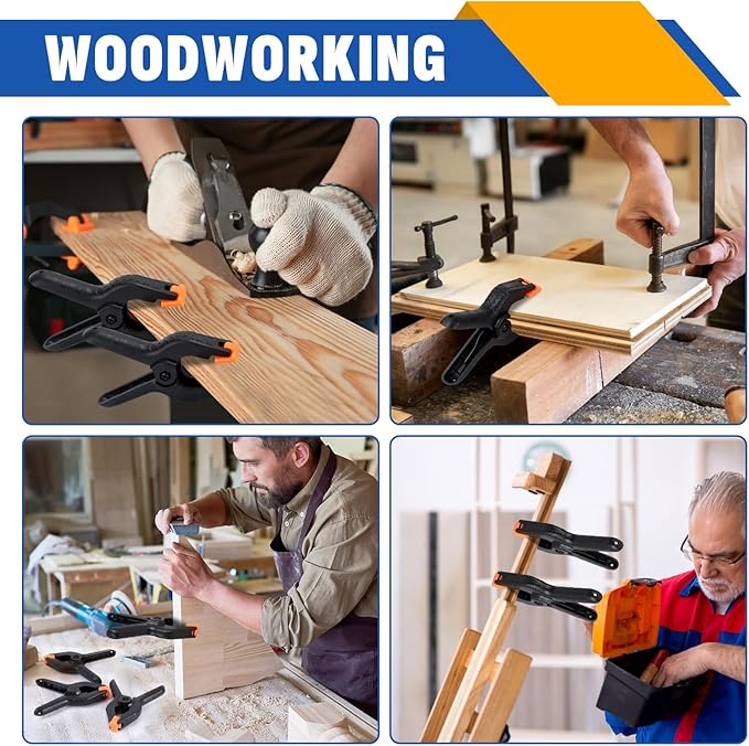 12 Pack Plastic Spring Clamps Set, 3 Sizes of Spring Clips 3.5 Inch, 4.5 Inch, 6 Inch Set, Black Heavy Duty Clips, Backdrop Clips, Woodworking Clamps, Plastic Clamps for Woodworking,Photography