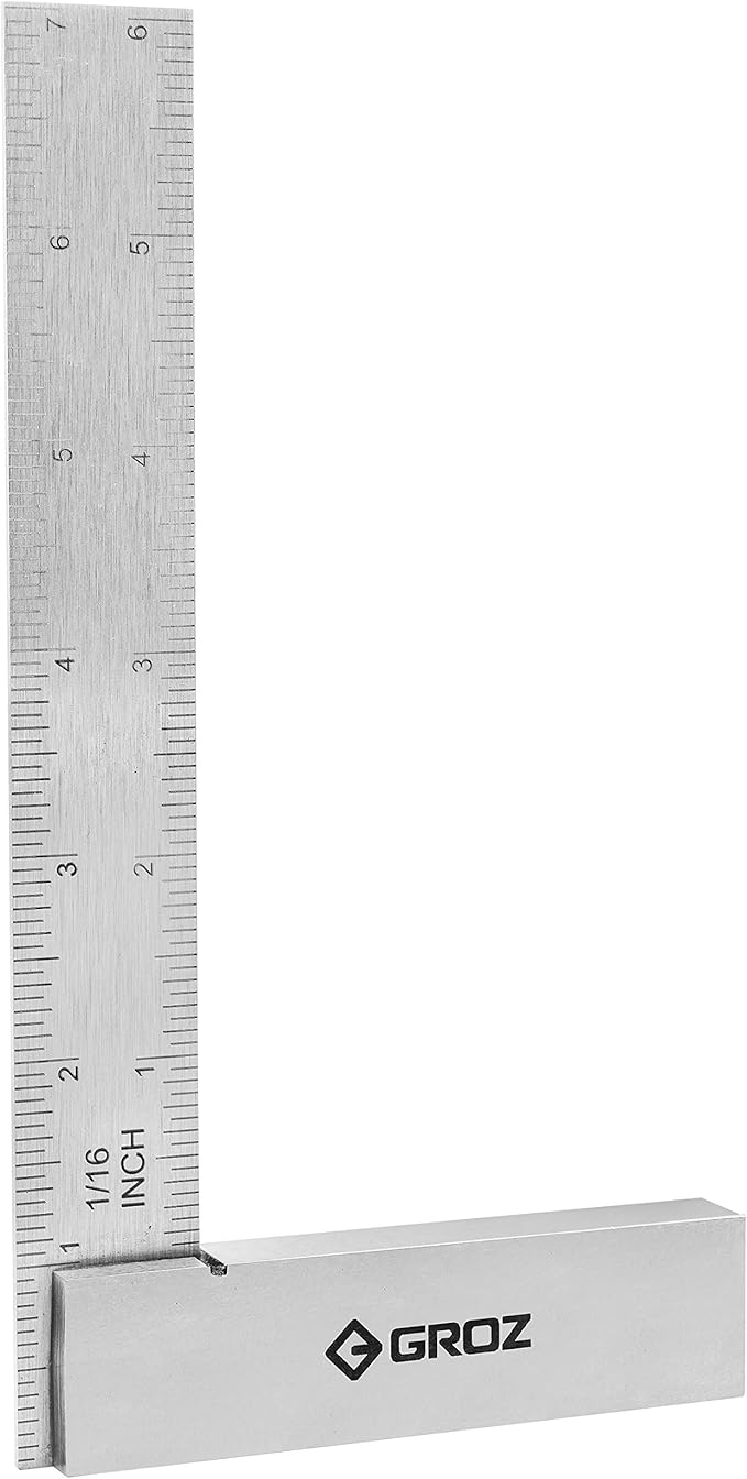 Groz 01143 6" Graduated Workshop Steel Square, 0.00028" Squareness