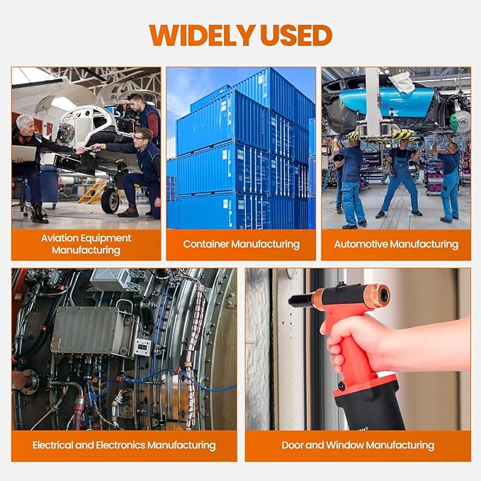 Pneumatic Rivet Gun Air Pop Riveter Tool Kit with 3/32", 1/8", 5/32", 3/16" Rivet Nozzles, Self-Suction Pneumatic Riveting Gun, Upgraded Air Riveter Hydraulic Pop Riveting Rivets Tool