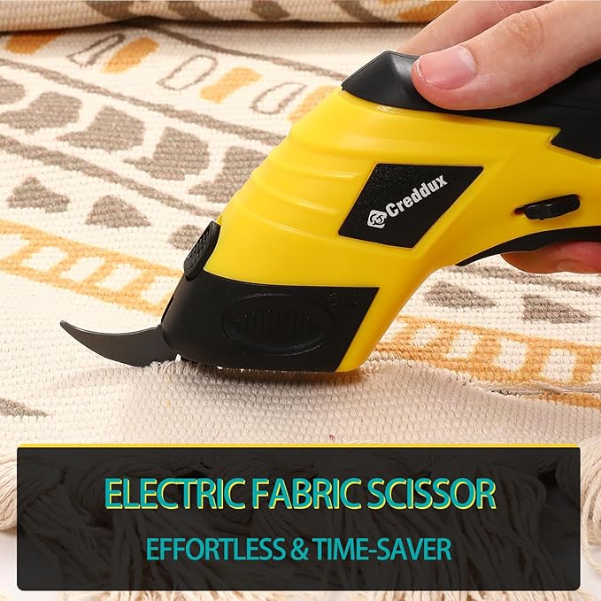 2 Blade Cordless electric scissors for cardboard Fabric Cutter Cardboard Cutter Tool for Crafting,and Sewing with Usb Cable Yellow-2blades