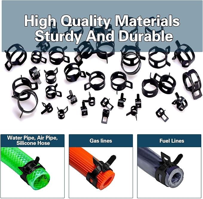 340pcs Spring Pipe Clamps, With Spring Pipe Clamp Tools, 12 Sizes 6-22mm Spring Hose Clamps, Used To Fix Hose Interfaces In Automotive, Marine, Gardening, Industrial Applications