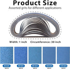 15 Pcs 1 x 30 Inch Sanding Belts Zirconia, 1x30 Sanding Belts, 3 Each of 40/60/80/100/120 Assorted Grits Sander Belts for Belt Sander