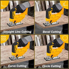 2025 Cordless Jig Saw with LED Light, 0-45° Bevel Cut, 6 Blades, 3 Orbital Settings, Lock-Off Button， 20V Battery，Action for Straight/Curved/Circular Cutting Cordless Jig Saw