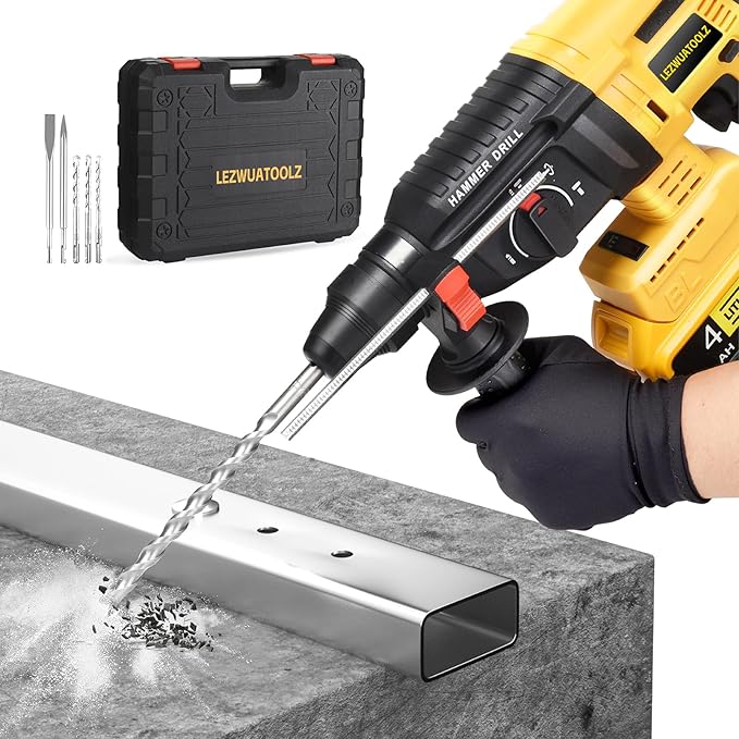 7/8" Rotary Hammer Drill Compatible with Dewalt 20V MAX Battery, Brushless SDS 2.6 Joules Rotary Hammer Drill, 4 Modes with 360°Auxiliary Handle and 5 Drill Bits Kitbox (Tool Only)