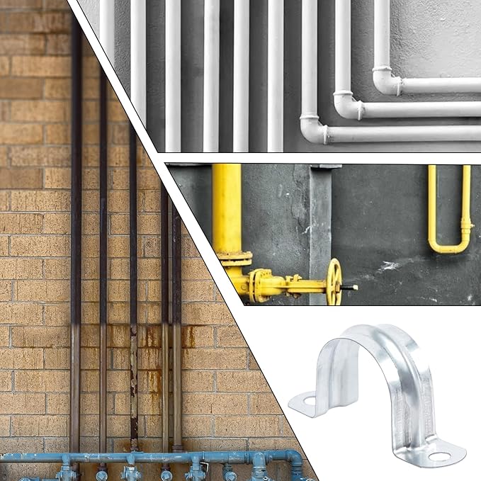 30 PCS 1 Inch Reinforced Rigid Pipe Strap,2 Holes U Bracket Cable Clamp Hanger,Zinc Coated Tension Tube Clip,Conduits Strap Clamps for Pipe Fixing on Various Surfaces,30 PCS(25 mm)