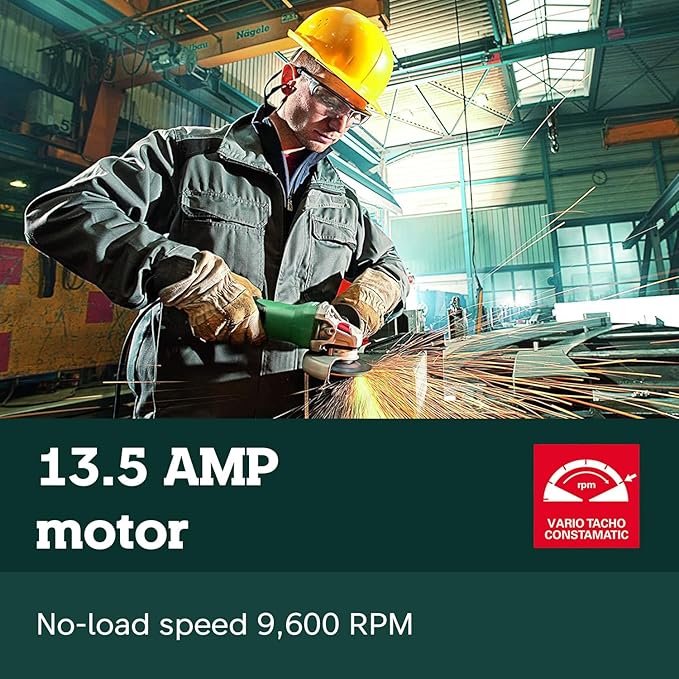 Metabo 6-Inch Angle Grinder | 13.5 Amp | 9,600 RPM | Electronics | Non-locking Paddle Switch | WEP 15-150 Quick