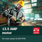 Metabo 6-Inch Angle Grinder | 13.5 Amp | 9,600 RPM | Electronics | Non-locking Paddle Switch | WEP 15-150 Quick