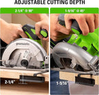 Greenworks 24V Brushless 6-1/2" Circular Saw, 4,800 RPM, Adjustable Cutting Depth 45°/90°, Tool Only