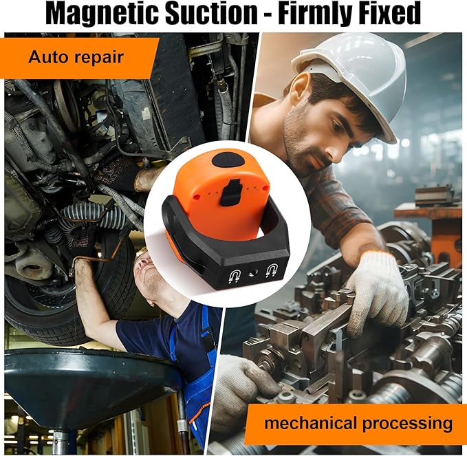 Retisee 3 Pcs 720 Lumens Magnetic Work Light USB Rechargeable LED Flashlight Portable Inspection Light for Car Repair Emergency Lighting Mechanics Workshop (Orange)