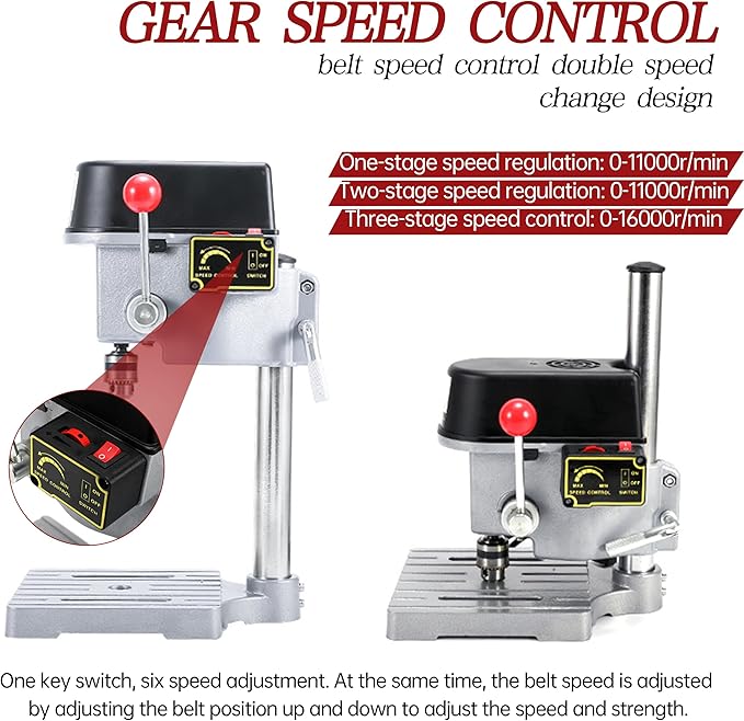 RATTMMOTOR Benchtop Drilling Machine 340W 110V/220V 16000RPM Mini Bench Drill Press 25mm Stroke Drill Chuck 1-10mm Multi-Function Drilling Milling Machine (220V)