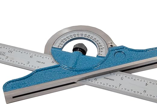 PEC Tools 4 Piece Combination Square Set- 4R 12” Machinist Blade, Cast Steel Head, Center Head, Combination Square Ruler with Level and Scribe Tool, Reversible Locking Bolt, Made in USA