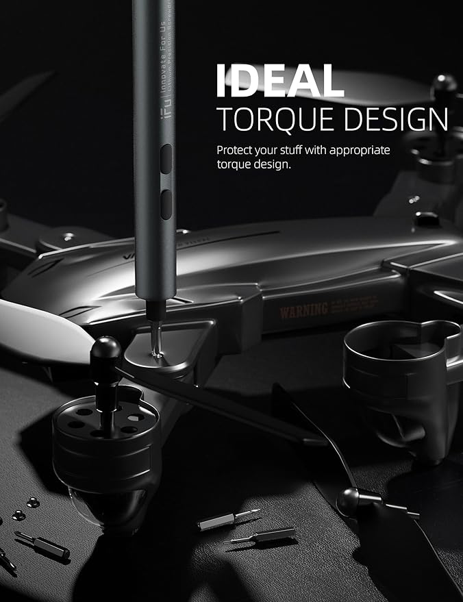 iFu Mini Electric Screwdriver, 42-in-1 Precision Screwdriver Set, Cordless, Magnetic Storage, 5/32''Hex, For Electronics Phone Camera Laptop Watch - Grey