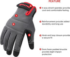 DULFINE Flex Grip Mechanic Work Gloves for Men,Black and Red Utility Safety Working Gloves Touch Screen,Excellent Grip,Ideal for Working on Cars and Outdoor Jobs(X-Large)
