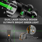 Self-Leveling Cross Line Laser Level 100ft/30 meters Range,10-level Brightness adjustable,green beam Carrying Pouch Included,Level for Picture Hanging, DIY, Construction and Indoor Projects