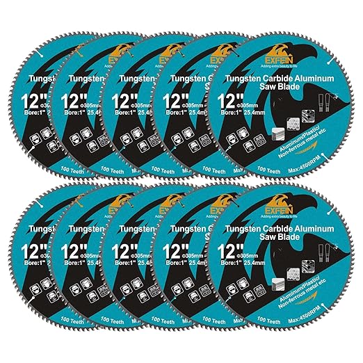 Metal Blade 12 Inch for Aluminum Non Ferrous 60 Tooth Tungsten Carbide Tipped Blade with 5/8-Inch Arbor Pack of 10