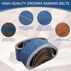 3x21 Inch Sanding Belts 21 Pcs 7 Grits Sizes (3 Each of 40/60/80/120/150/240/400 Grits) Heavy Duty Belt Sander Zirconia Belt Sander Paper for Wood, Metal, Stainless Steel, Cars, and Furniture