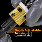 1/8"x3/8" Carbide Tipped Countersink Drill Bits with Low Friction Depth Stop, 1/4" Quick Change Hex Shank Countersink Drill with Replaceable HSS Pilot Drill Bit for Wood, Plastic, Woodworking