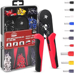 Ferrule Crimping Tool Kit, Square Crimping Tools, AWG 23-7 Self-adjustable Ratchet Wire Crimping Tool Kit Crimper Plier Set with 1200PCS Wire Connectors