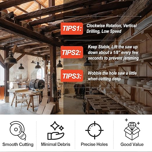 1-1/2 Inch Hole Saw with 1/2" Triangle Shank Quick Change Arbor, JTemgle Bi-Metal Hole Saw Heavy Duty Hole Cutting Tool for Cornhole Boards, Recessed Lights, Wood, Plastic, Drywall & Soft Metal