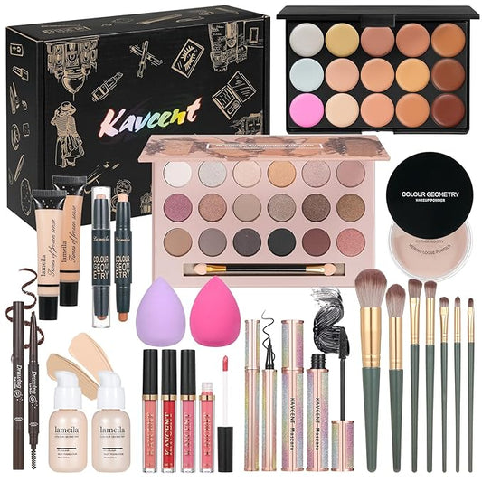 Makeup Kit Makeup Sets for Teens Makeup kits for Women Teenagers Make up Eyeshadow Palette Foundation Concealer Lipgloss Loose Powder Makeup Kit for Women Full Kit-VeraVaultWomen