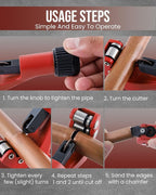 Tube Cutter 1/8" to 1-1/8", Quick Cut Pipe Cutter Tool for Stainless Steel, Aluminum, Brass Tubing