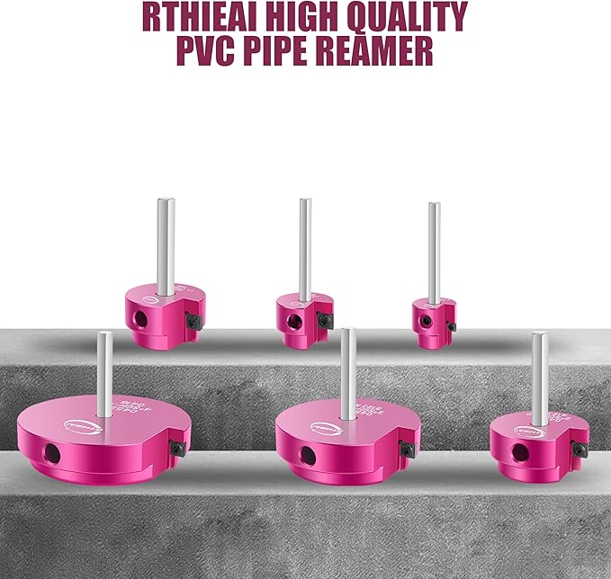 6 Pcs PVC Pipe Reamer Kit, PVC Fitting Saver Socket Saver Plumbing Tool with 3/4", 1", 1-1/2", 2", 3" and 4" Head, Plastic Pipe Fitting Reamer for SCH40 CPVC ABS, Fits Standard 1/2" Drill