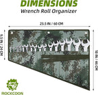 16 Pocket Wrench Roll Organizer, Rolled Tool Pouch Bag with Water Proof Oxford Cloth, Dark Camouflage