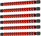 ALOANES 6 PC ABS Socket Organizer, 3/8 inch, Drive Socket Rail Holders, Heavy Duty Socket Racks, Black Rails with Red Clips