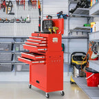 8 Drawer High Capacity Rolling Tool Chest, Tool Box with Wheels and Drawers, Detachable Toolbox with Lock, Heavy Duty Metal Tool Cabinet for Workshop, Warehouse and Garage (Red)