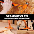 Jorgensen 20 oz Straight Claw Hammer with Magnetic Nail Holder, Rip Claw Hammer with Milled Face & Shock Absorbing Grip, Heavy Duty One-piece Forged Hammer