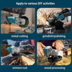 Angle Grinder, 4inch Cordless Angle Grinder, 18V/21V Grinder with 9 Grinding Wheels, 12000RMP Power Grinder Compatible with Makita Battery, Cutting/Deburring Grinder Tool (Battery sold Separately)