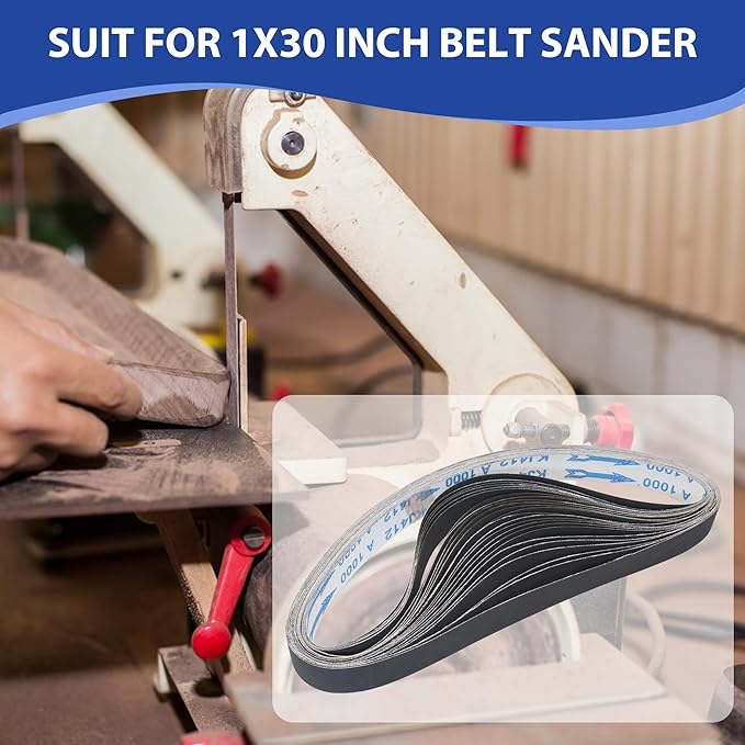 1 x 30 Inch Silicon Carbide Sanding Belts, 24Pcs 1x30 Inch Belt Sander Belts, 6 Each of 400, 600, 800, 1000 Grits Knife Sharpening Belt for Metal, Glass, Steel, Aolly, Rubber, Plastic, Wood