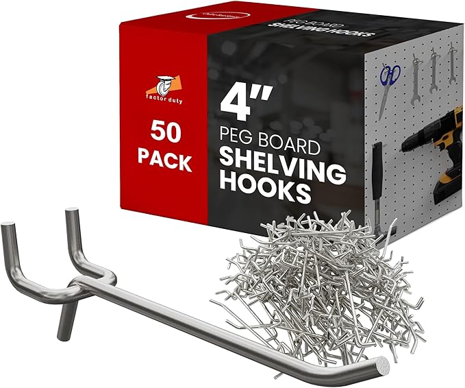 50 PC PEG Board Hooks 4 inch Pegboard Hooks 4" Length Wholesale Lot