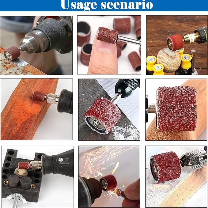 442 Pieces Sanding Drums Kit for Dremel Rotary Tool,Drum Sander Sleeves 376pcs (80 120 240 320 400 600Grit),24Pcs Drum Mandrels and 42 Sanding Bits,Sanding Bits Tool Accessories with Box