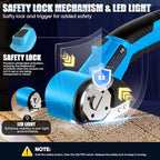Cordless Electric Scissors, 5V Rechargeable Cardboard Box Cutter Heavy Duty Rotary Tool with Safety Lock & LED Light for Cardboard, Fabric, Box (Blue)